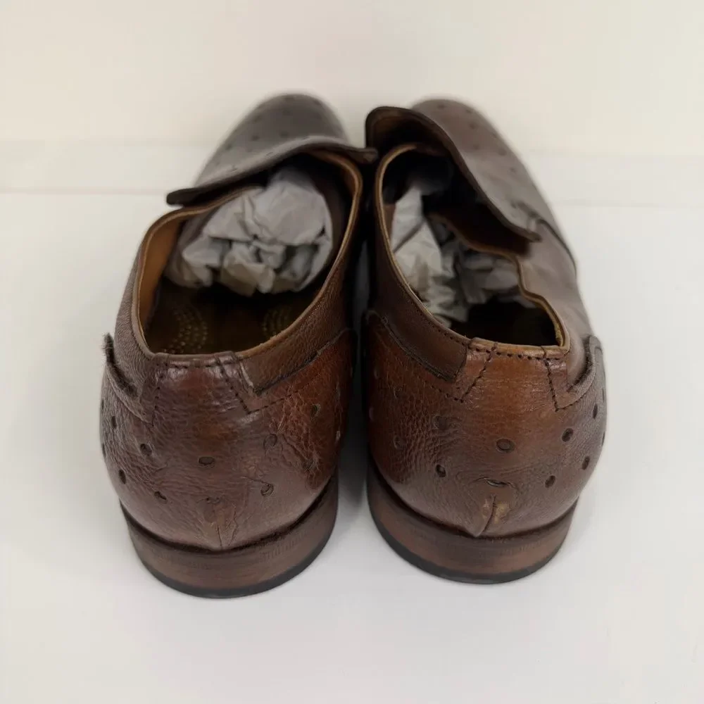 Area Forte Brown Leather Perforated Italian Loafers Dress Shoes EU 45 New - Picture 3 of 8